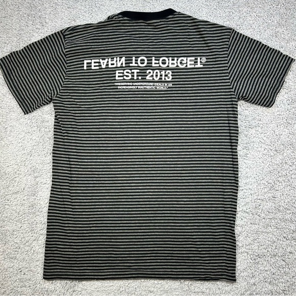 Learn to Forget Shirt Mens Large Striped Tee Basic Crewneck TShirt Grunge Skate - Picture 5 of 6